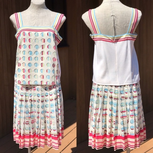 St John Couture Silk Skirt Set Art Deco Circles 10 - Picture 6 of 8